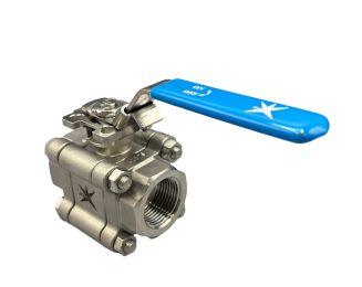 Mars Stainless Steel 3 Piece Full Bore Ball Valve, Class 1000, Carbon Filled PTFE Seats, Lockable Lever