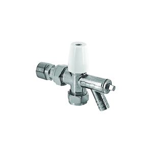 White Chrome Plated Angled Radiator Valve Complete with Drain