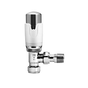 White & Chrome Angled Thermostatic Radiator Valve