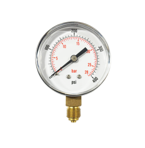 VIP Pressure Gauges, 2 1/2" Dials, Black Steel Case, Acrylic Front, 1/4" BSP Bottom Connection