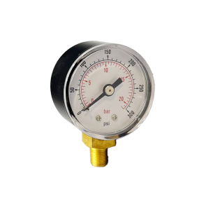 VIP Pressure Gauges, 2" Dials, Black Steel Case, Acrylic Front, 1/8" BSP Bottom Connection