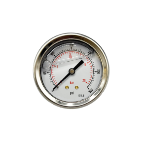 VIP Pressure Gauges, 2 1/2" Dials, Glycerine Filled Stainless Steel Case, Brass Internals, 1/4" BSP Back Connection