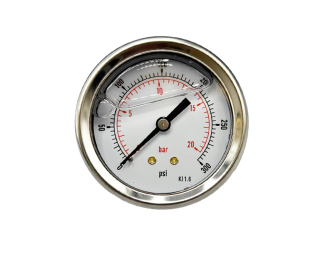 VIP Pressure Gauges, 2 1/2" Dials, Glycerine Filled Stainless Steel Case, Brass Internals, 1/4" BSP Back Connection