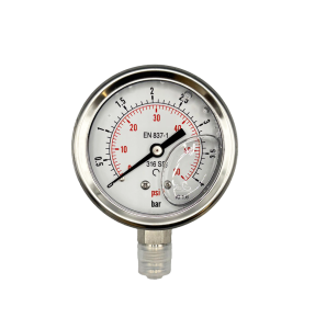 VIP Pressure Gauges, 2 1/2" Dials, Fillable Pressure Gauge, Fully Stainless Steel, 1/4" BSP Bottom Connection