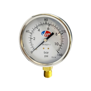 VIP Pressure Gauges, 4" Dials, Black Steel Case, Acrylic Front, Bottom Connection, 3/8" BSP Connection