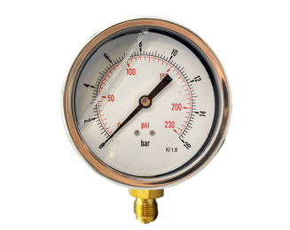 VIP Pressure Gauges, 4" Dials, Dry Sprinkler Gauge, Steel Case, 3/8" BSP Bottom Connection