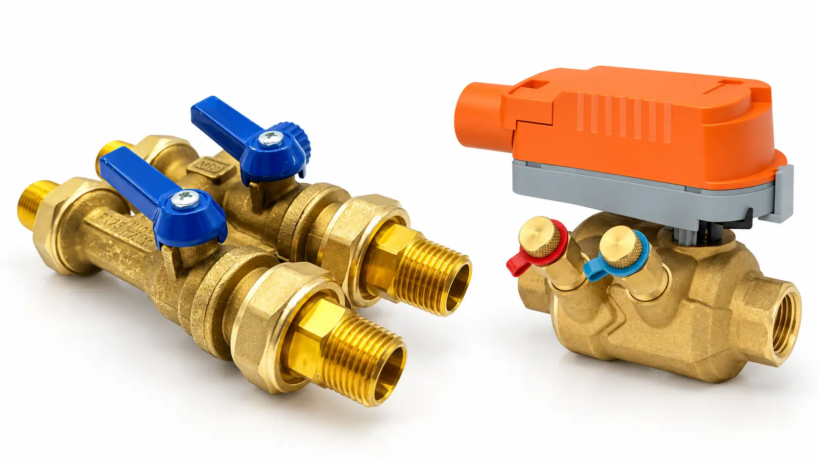 VIP brass manifold and PICV actuator for office fan-coil connections