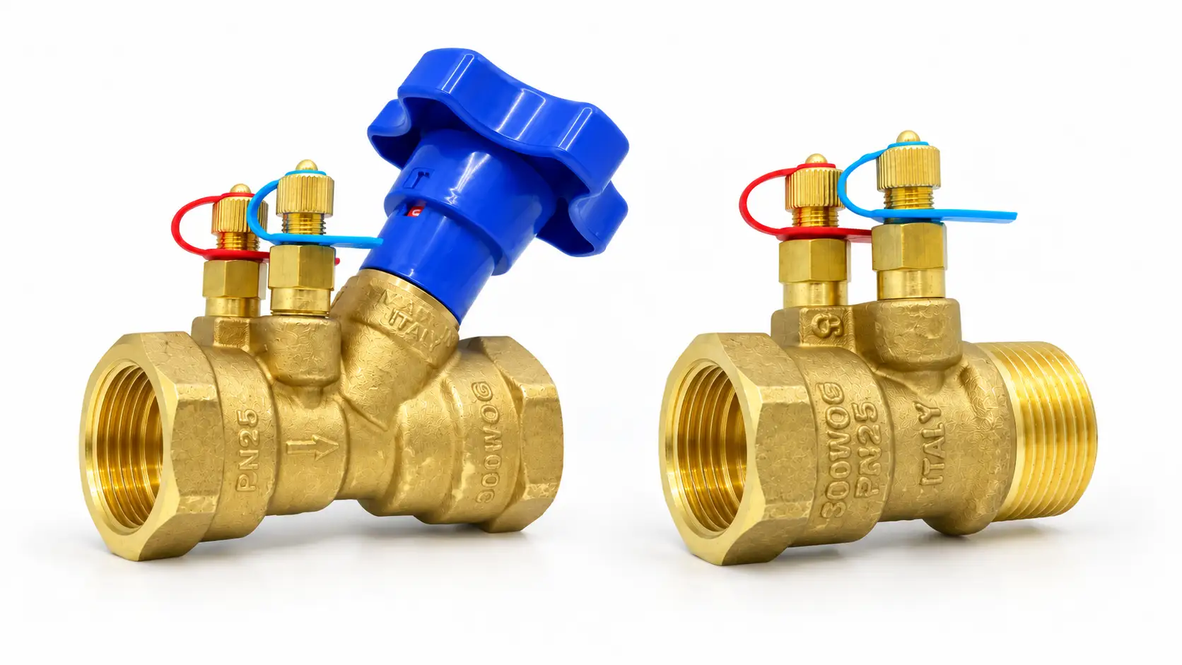 VIP brass commissioning valve and metering station for office heating and cooling systems