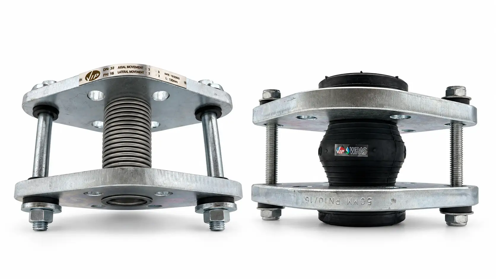 Stainless steel and EPDM tied flexible connectors for office expansion and vibration control