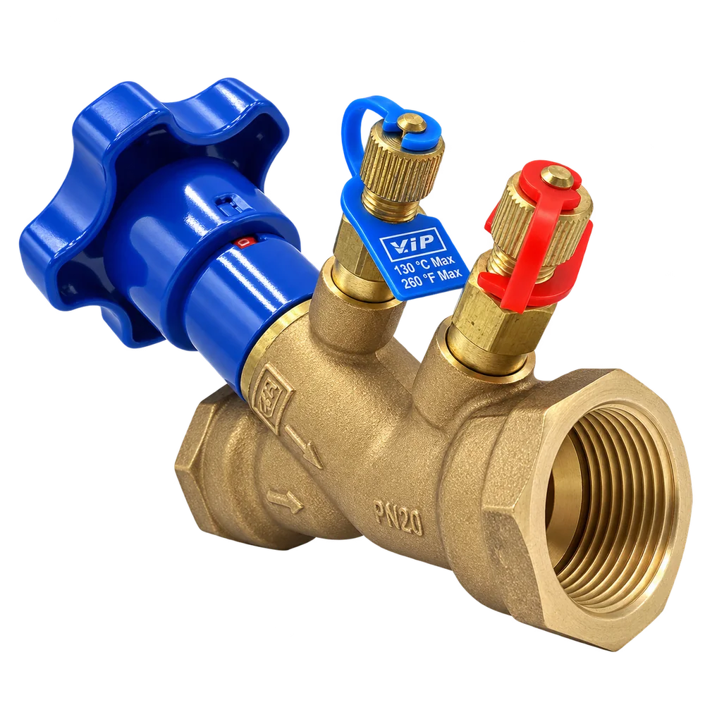 VIP commissioning valve for hotel heating and cooling circuits