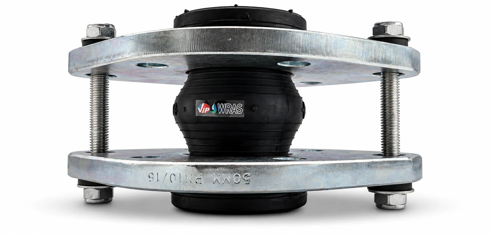VIP tied rubber bellows connector for pipework movement and vibration control
