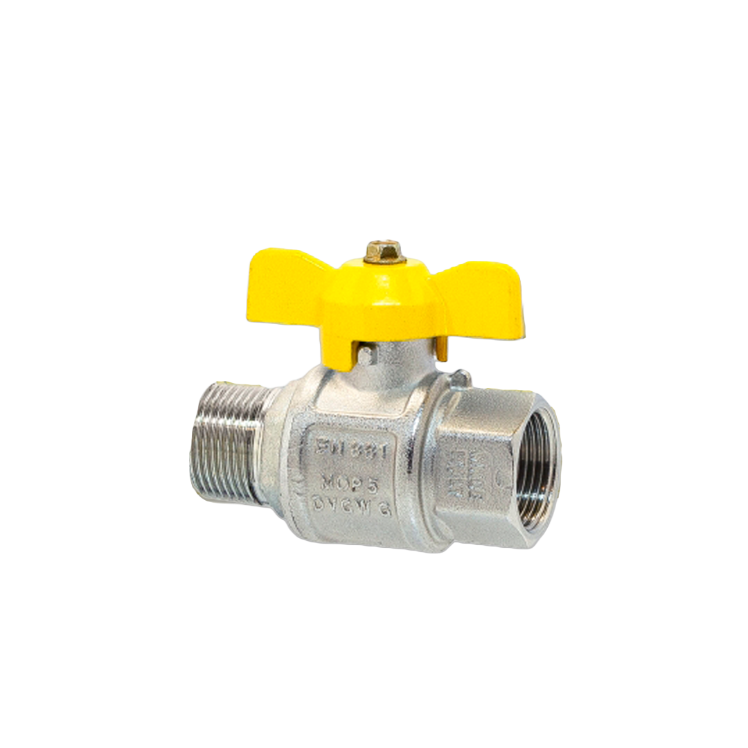 VIP Full Bore Brass Nickel Plated Ball Valve, MxF, T Handle