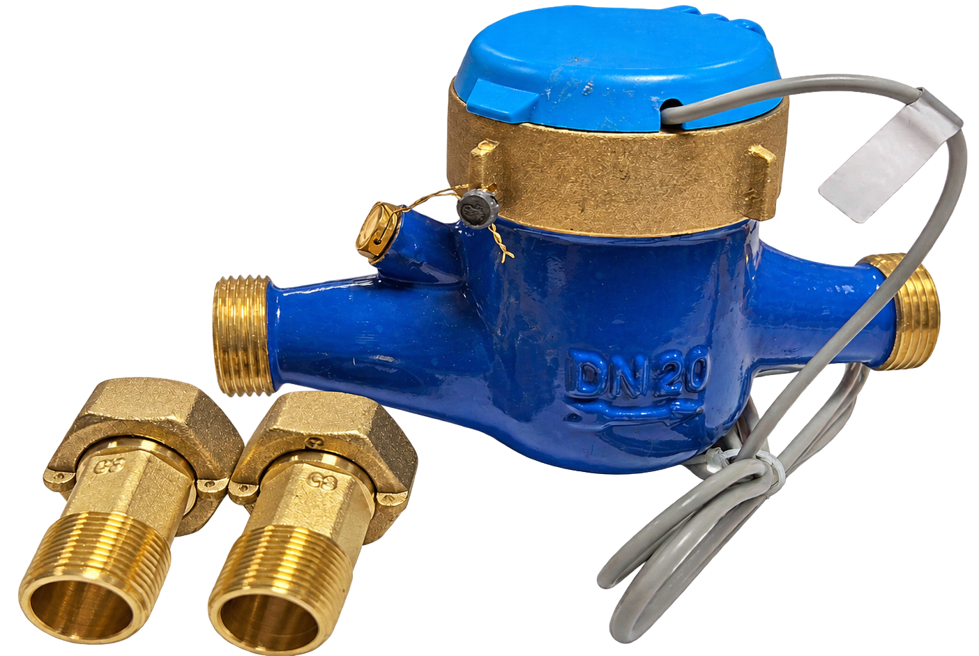 VIP Multi-Jet Cold Water Meters, Internal Strainer, Male Union Ends, Complete with Pulse Output