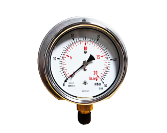 Pressure Gauges - 4" Dials, Stainless Steel Case Capsule Gauge, SM Connection, 3/8" BSP Bottom Connection