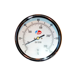 VIP 4" Dial Bi-metal Thermometer, Back Entry, Black Steel Case, 2" Pocket