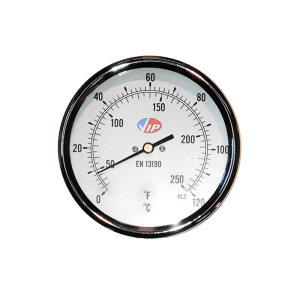 VIP 4" Dial Bi-metal Thermometer, Back Entry, Black Steel Case, 4" Pocket