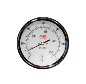 VIP 4" Dial Bi-metal Thermometer, Back Entry, Black Steel Case, 6" Pocket