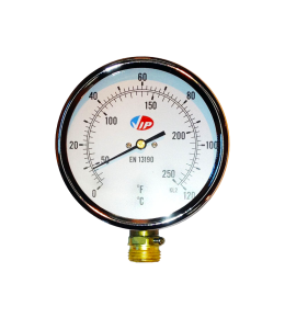 VIP 4" Dial Bi-metal Thermometer, Bottom Entry, Black Steel Case, 2" Pocket