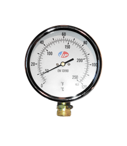 VIP 4" Dial Bi-metal Thermometer, Bottom Entry, Black Steel Case, 4" Pocket