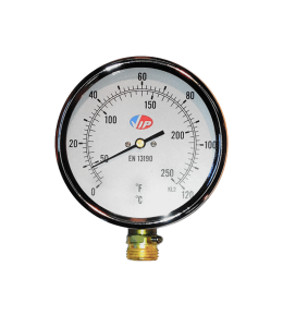VIP 4" Dial Bi-metal Thermometer, Bottom Entry, Black Steel Case, 6" Pocket