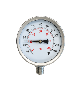 4" Dial Stainless Steel Bi-metal Thermometer, Bottom Entry, 2" Pocket