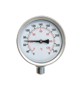 4" Dial Stainless Steel Bi-metal Thermometer, Bottom Entry, 4" Pocket